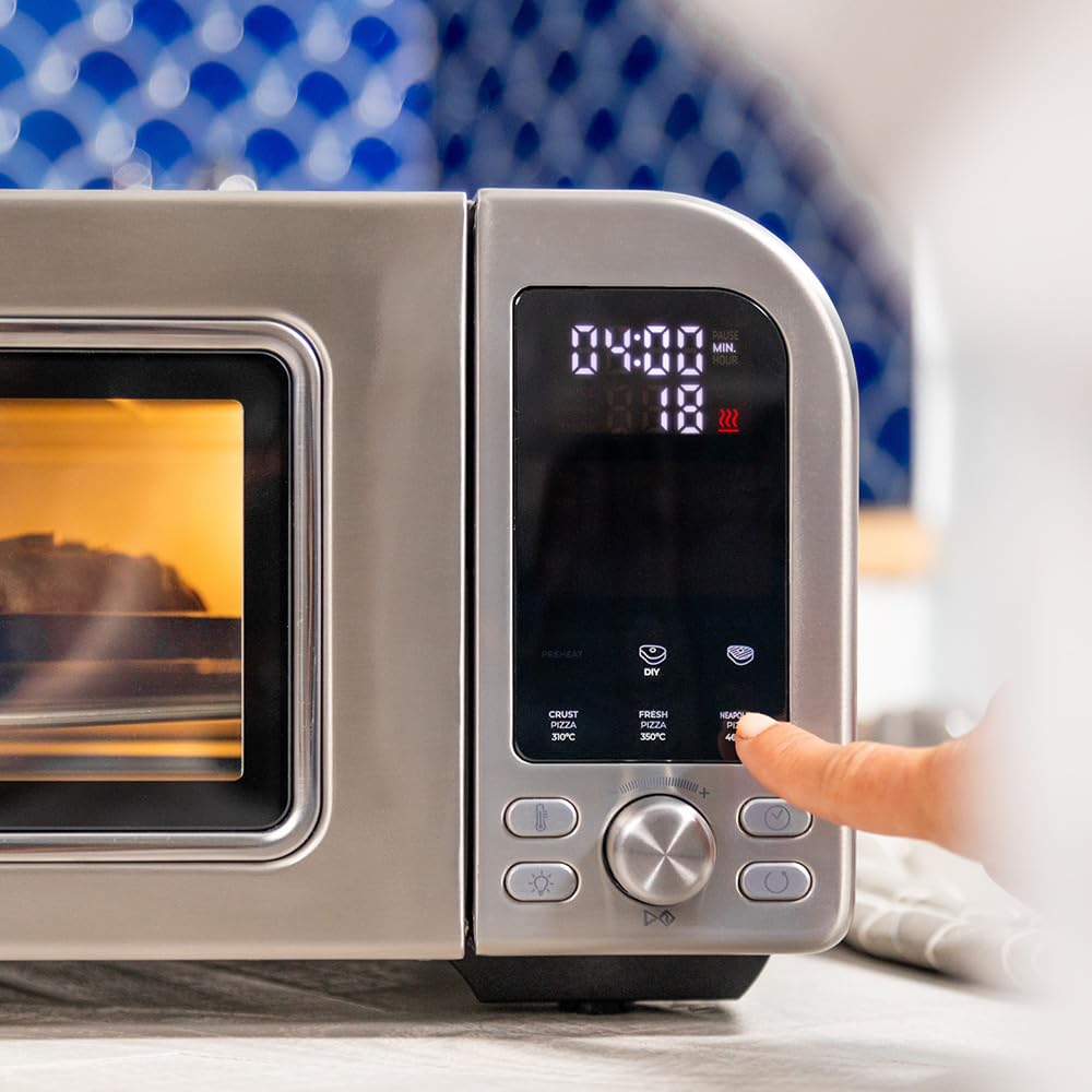 Cecotec Horno Eléctrico con Ventana para Pizzas Fun Pizza&Co Forno Bravo. 2000W, Capacidad 18L, Acero Inox, Diseño Plano para Pizza de 12"/30,5cm, Función Air Fryer, 15 Modos