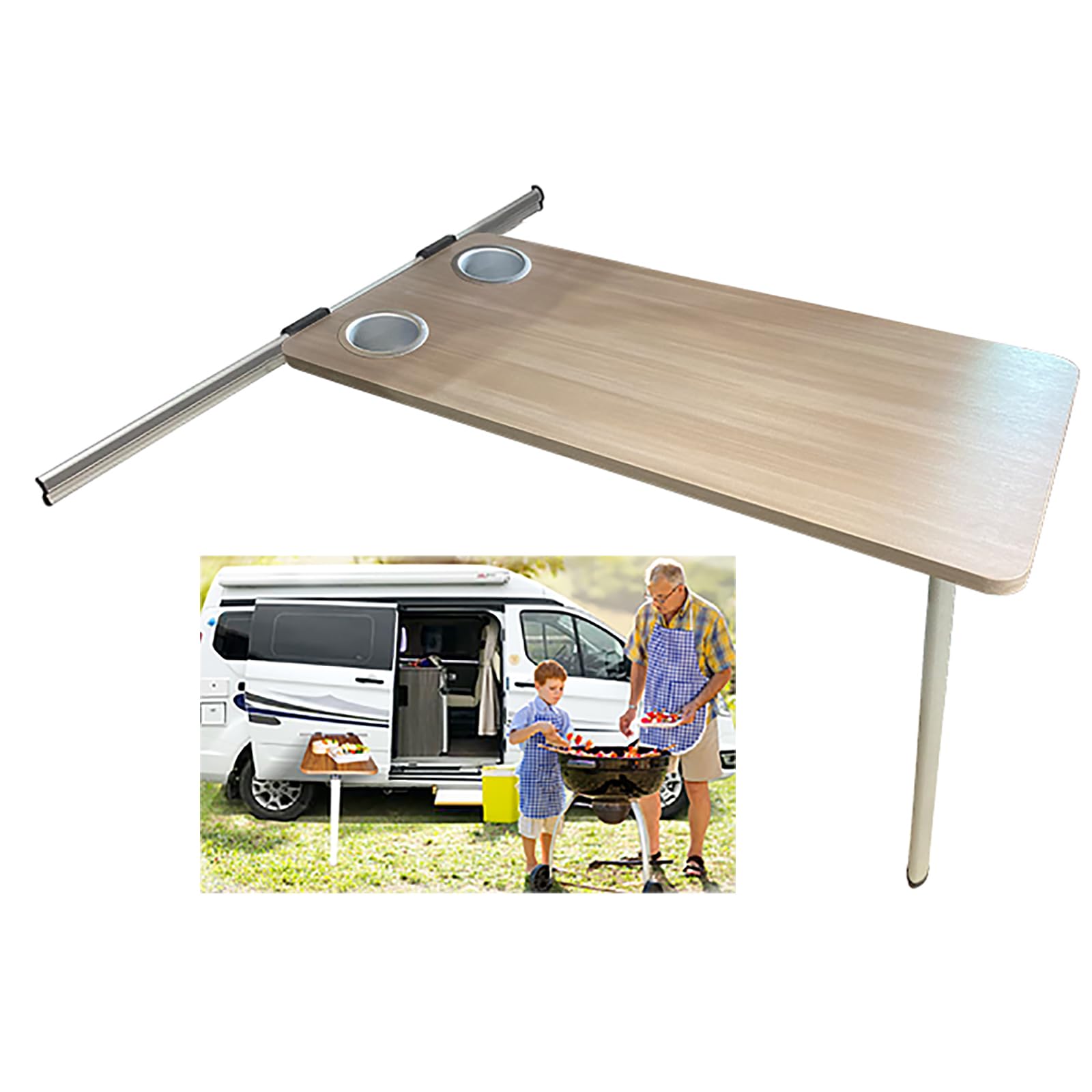 Wandklapptisch Für Wohnmobile 800x450mm - Abschließbarer Außentisch Mit LED