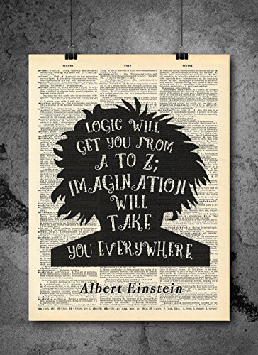 Albert Einstein Quote - Imagination - Vintage Dictionary Print 8x10 inch Home Vintage Art Abstract Prints Wall Art for Home Decor Wall Decorations For Living Room Bedroom Office Ready-to-Frame