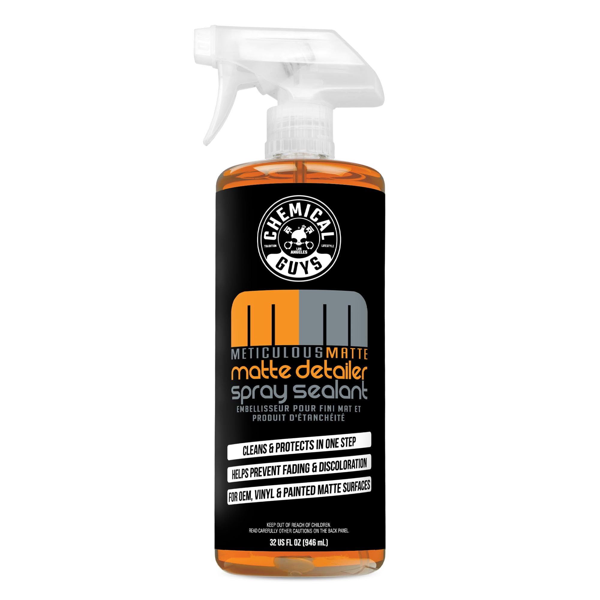 Chemical Guys Meticulous Matte Detailer and Spray Sealant for Crisp Satin & Matte Finishes, (Safe for OEM, Vinyl, & Painted Matte Surfaces) 32 fl oz, Orange, 1 Count (Pack of 1)