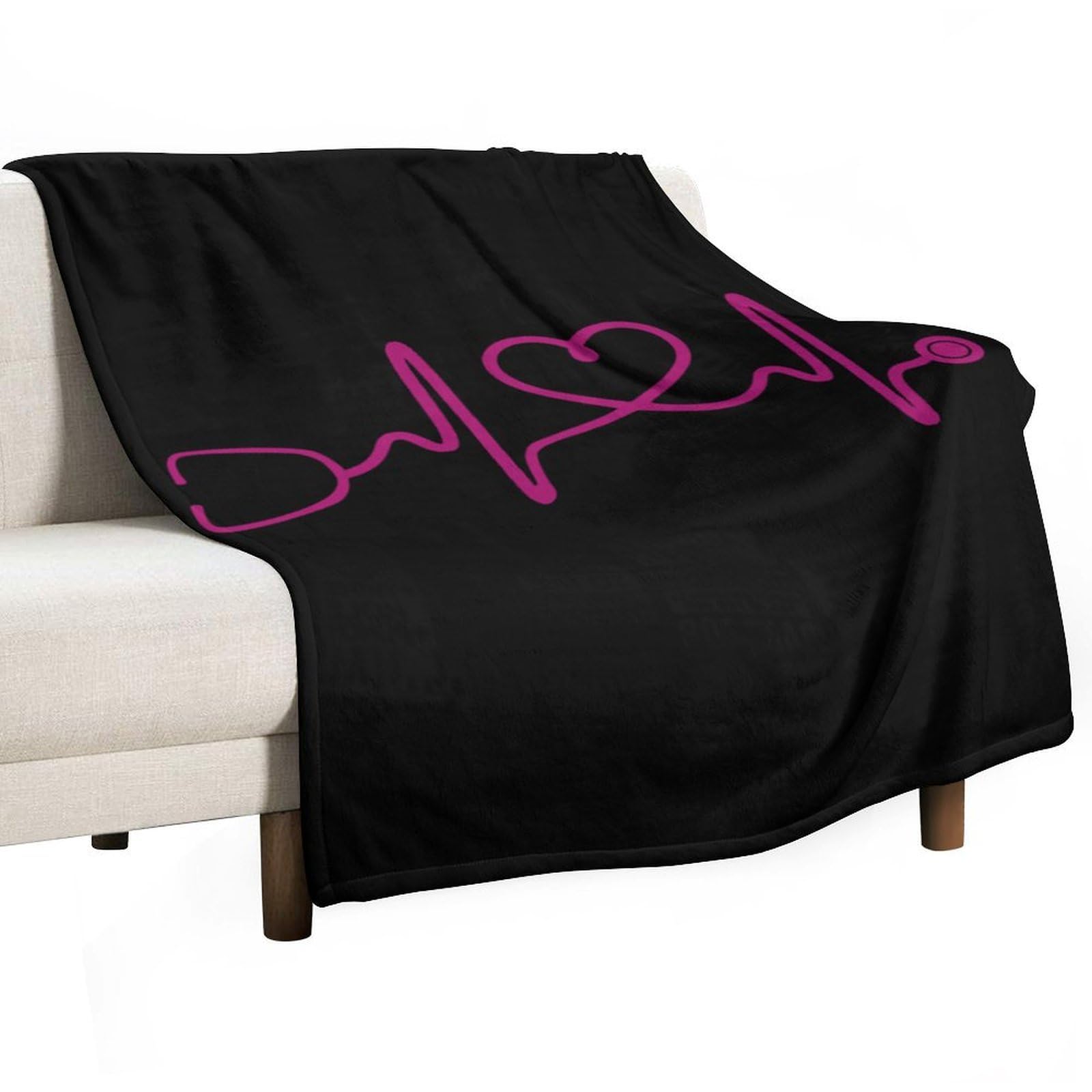 CGSBNGHA Heartbeat Nurse Flannel Fleece Blanket Lightweight Soft Throw Blankets for Sofa Couch Bed Chair