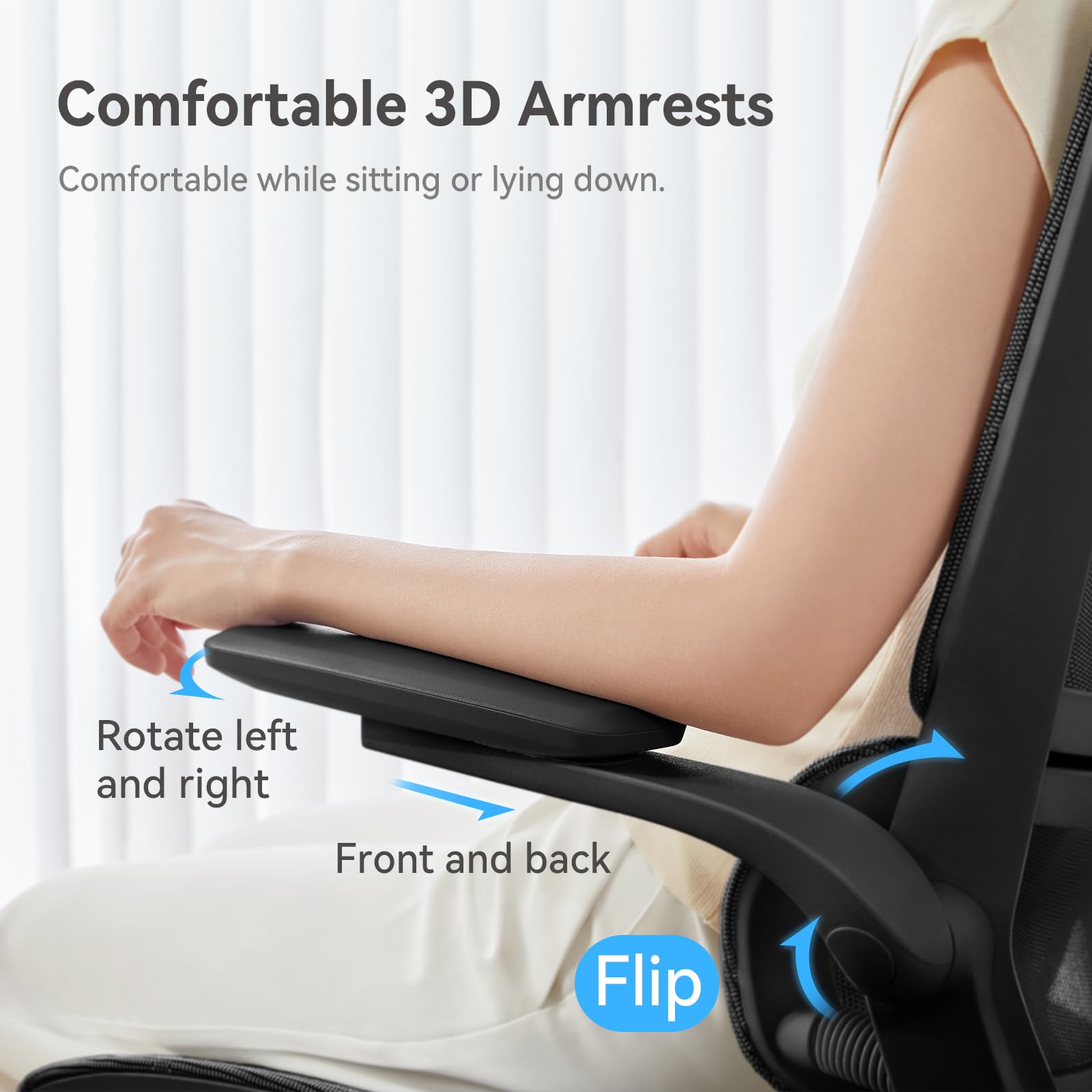 SIHOO M59AS Ergonomic Office Chair, Dual Backrest, Adaptive Lumbar Support, Black, Pack of 1 - Image 3