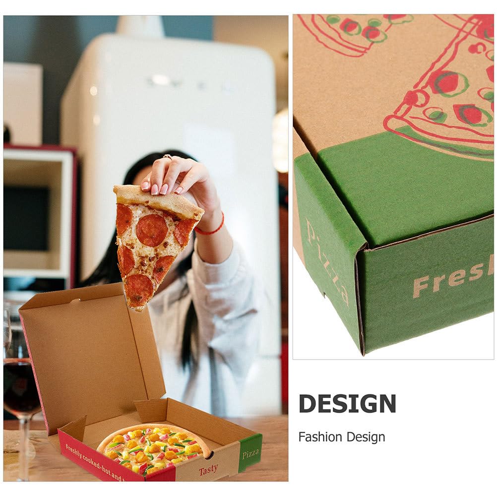 Zerodeko Lot de 10 petites boîtes à pizza jetables - Boîtes d'emballage cadeau à emporter - Boîtes de rangement pour pizza, gâteau, biscuits - 17 à 8 cm
