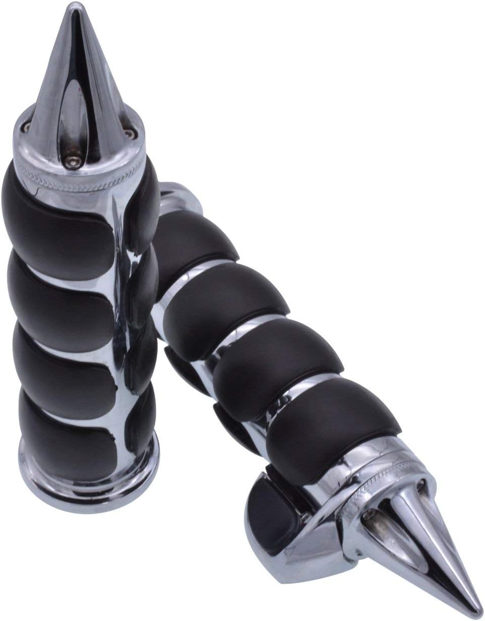 Pair Motorcycle 1 inch 25mm Chrome Black Sharp Handle Bar Hand Grips for Harley Shadow VT VTX1300 1800 Suzuki Kawasaki