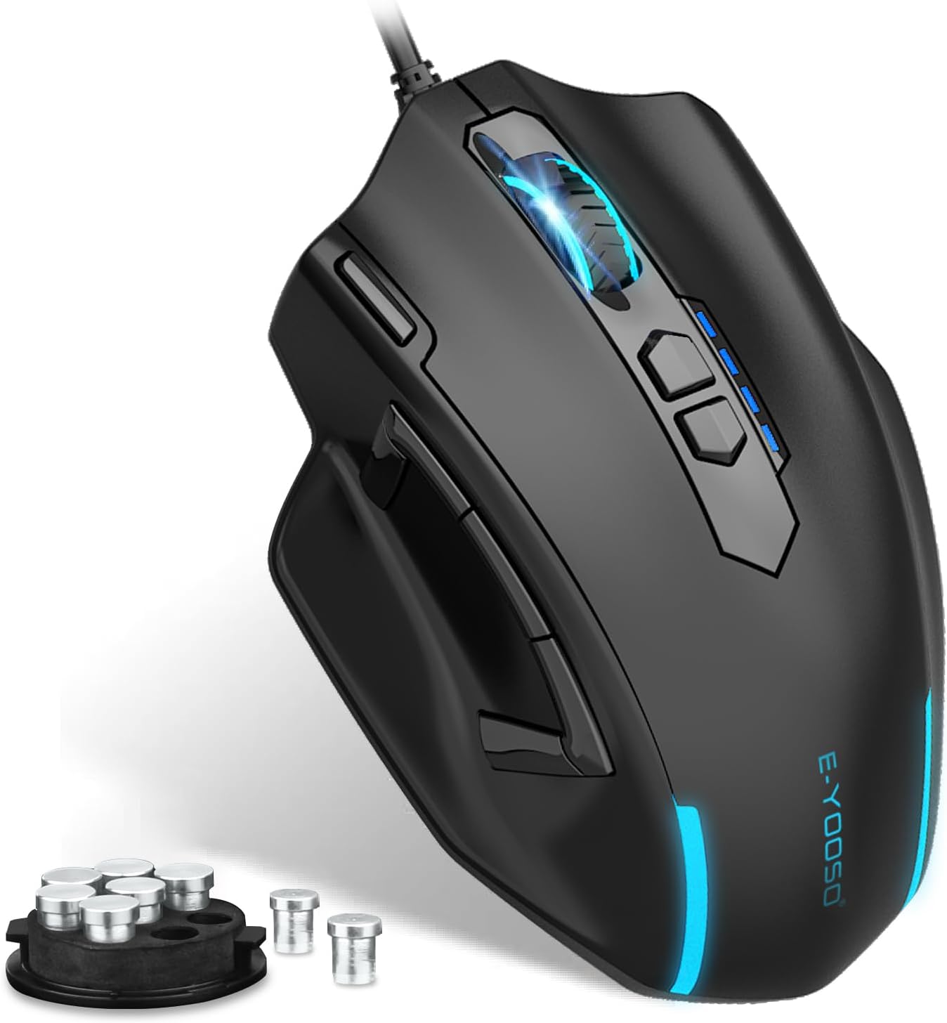 E-YOOSO Wired Large Gaming Mouse, Big Gamer Mouse with Rapid Fire Button, 5 Side Buttons, 12400 DPI, 5 Backlit Modes, 11 Programmable Macro Shortcuts, Adjustable Weights, Comfort Grip for Windows E-YOOSO Wired Large Gaming Mouse, Big Gamer Mouse with Rapid Fire Button, 5 Side Buttons, 12400 DPI, 5 Backlit Modes, 11 Programmable Macro Shortcuts, Adjustable Weights, Comfort Grip for Windows