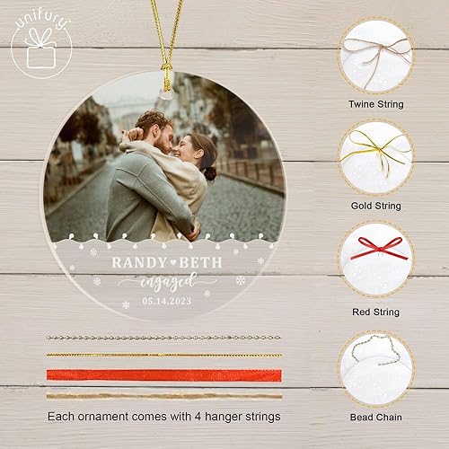 Miniatura 4 de Unifury Adorno de Navidad de compromiso acrílico personalizado 2024 – Regalo perfecto para parejas, adornos de Navidad, compromiso, primer adorno de