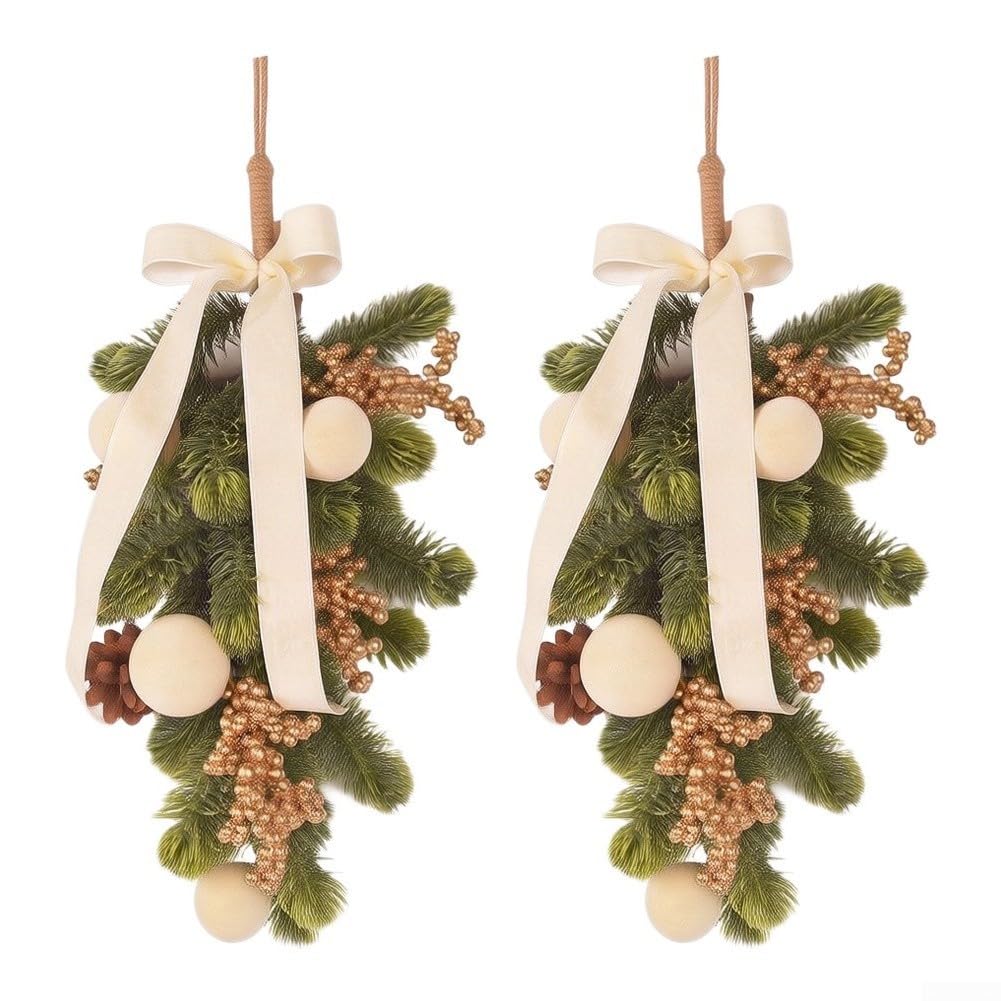 Künstlicher Weihnachtskranz 41cm Plastik Beeren für deko Künstlicher