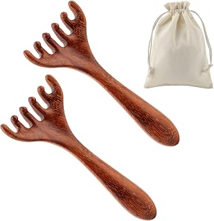Head Massager Scalp 2 Pack, Portable Wooden Head Scratcher Massager Long Handle Gua Sha Tool, for Stress Relief and Hair Growth, for Men and Women