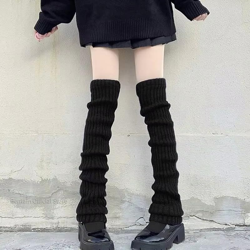 1pair Retro Y2k Pile Socks Women's Spring and Autumn Solid Color Leg Cover Over Knee JK Legs Protector Long Socks