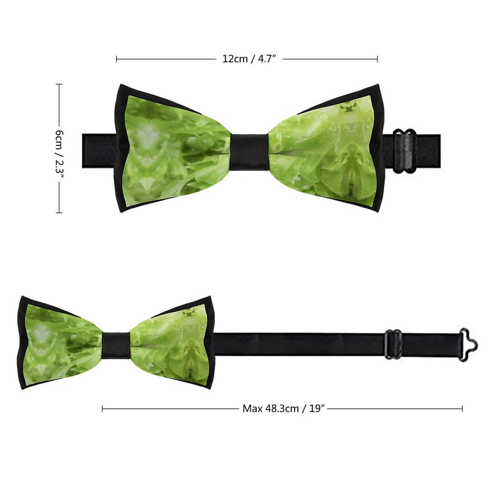 GoasNei Green Lettuce Pattern Bow Tie for Men Adjustable Necktie Funny Tie Neck Ties for Weddings Party