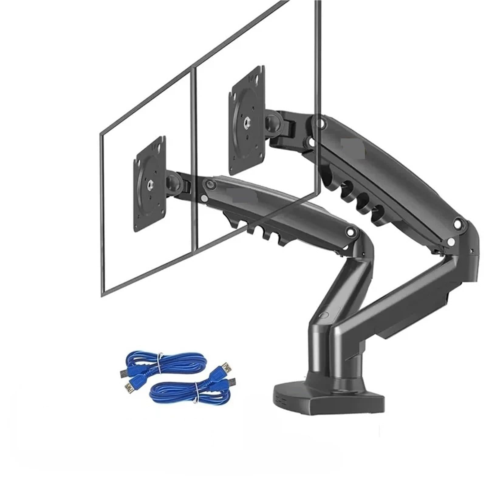 YLUPVT F160 Holder Full Motion Dual Arm Monitor Support 17-30 Inch Mount Bracket Load 2-9 Kgs Each(2024 Matte 2xUSB3.0)
