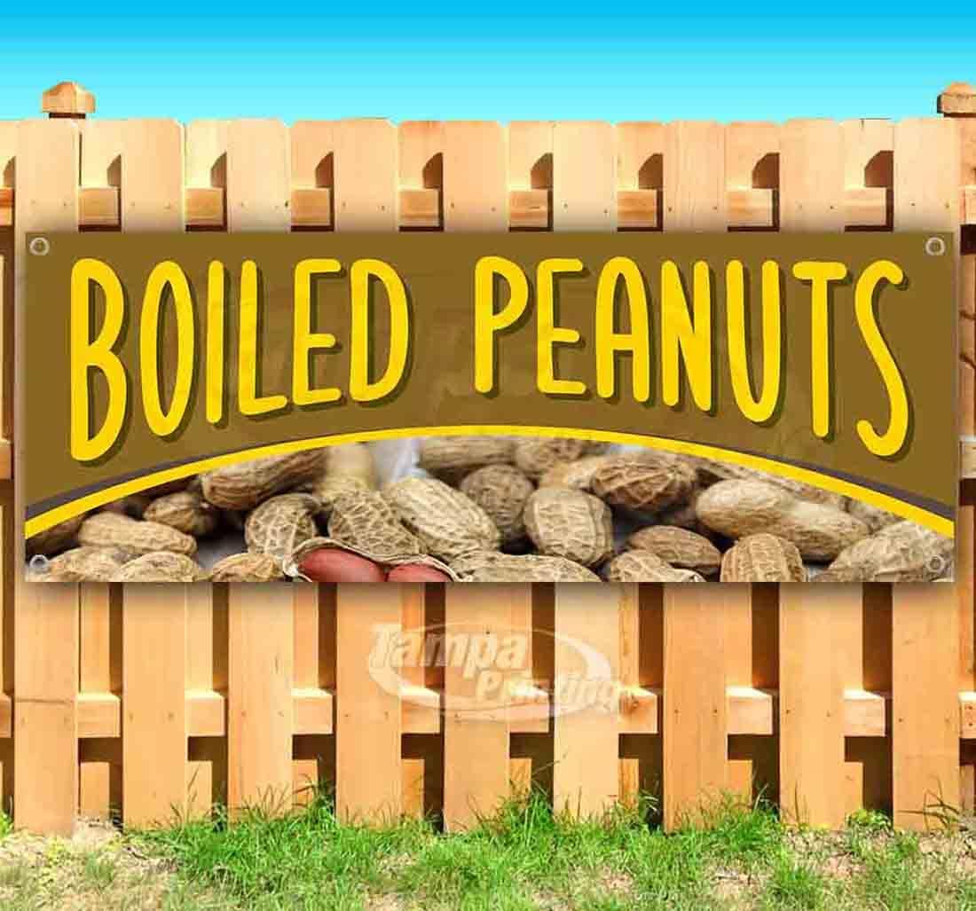 Boiled Peanuts Banner 13 oz | Non-Fabric | Heavy-Duty Vinyl Single-Sided with Metal Grommets