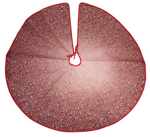 Clever Creations 40 Inch Christmas Tree Skirt Decoration, Large Merry Christmas Mat Holiday Décor, Gold Swirls #TOP3