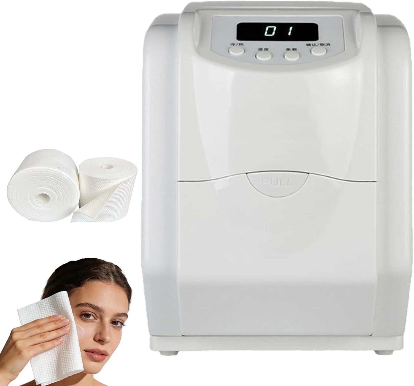 ZHJOPP 220v Automatic Towel Dispenser and Heater, Dual Hot/Cold Use with Intelligent Temperature Control, Disposable Towel Heater for Spa (B)