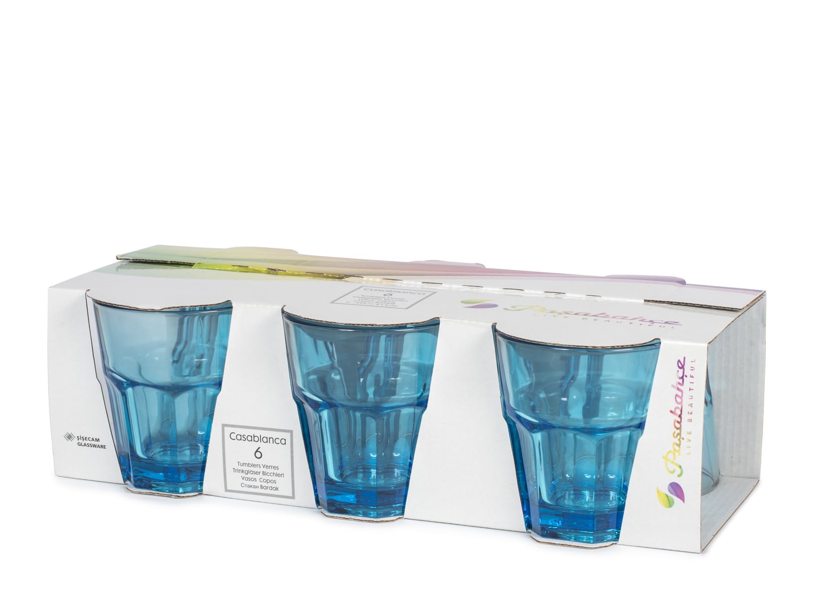 Pasabahce Casablanca Bicchiere Da Whisky 245 Ml – Vetro Turchese – Set Da 3 Pezzi - 2