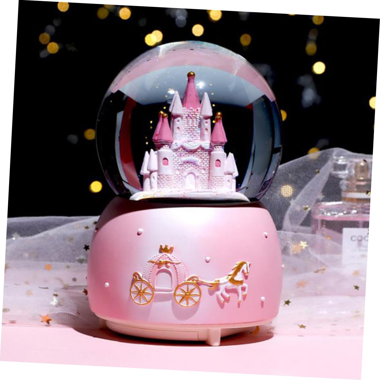 Bola de Cristal Rosa con Música, Adorno Decorativo de Resina para Dormitorio, Decoración Única y Creativa para Fiesta o Obsequio