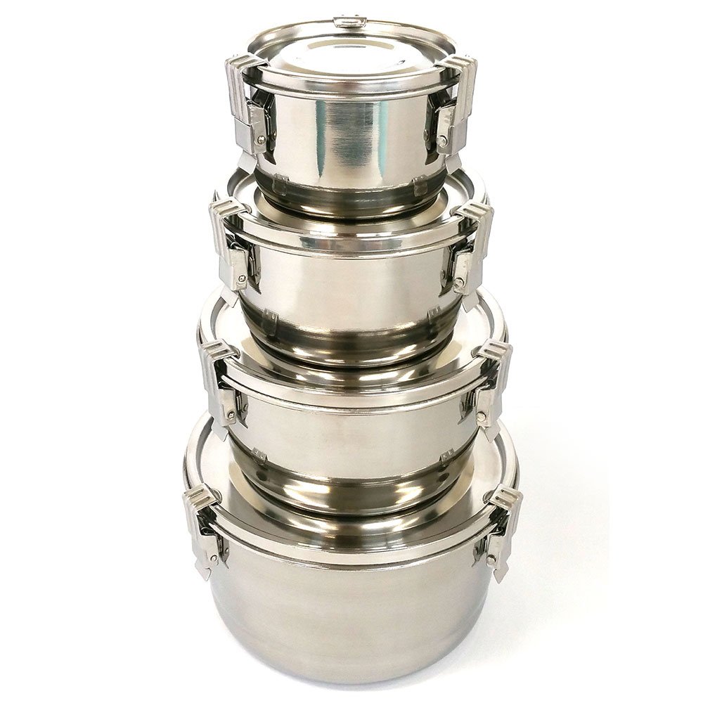 Stainless Steel Leak Proof Food Storage Containers - Multipurpose Use : Picnic Lunch Bento (Set of 4)