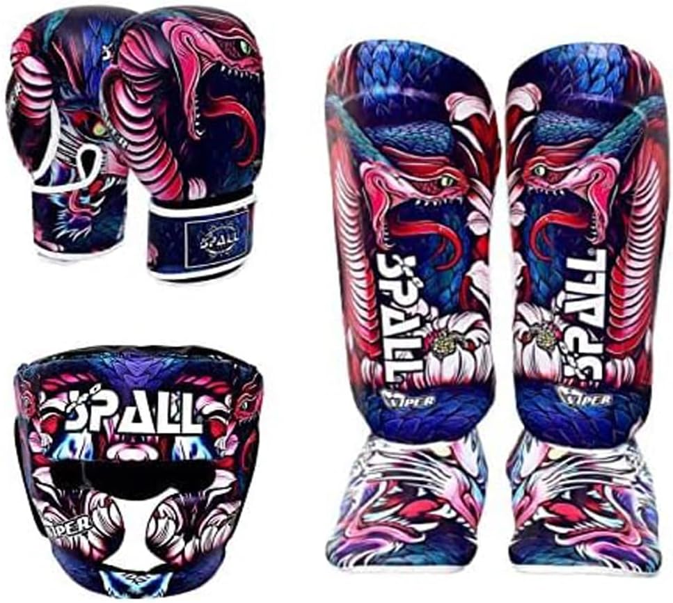 Boxing Training Set 3 –1 Synthetic Leather Boxing Gloves with Boxing Gear Shin Instep, MMA Training with Shin Pads for Kids Adults, Martial Arts Set…