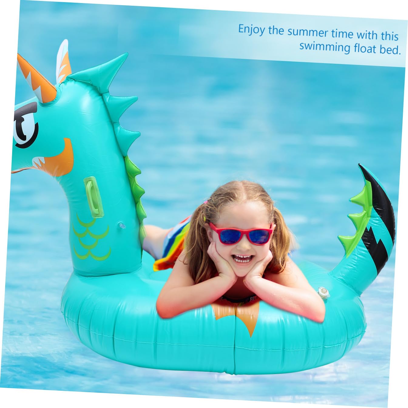 VICASKY Aufblasbare schwimmende Reihe Schwimmbad aufblasbares Bräunungsbecken schwimmmatratze schwimm matratze Schwebendes Bett in Drachenform aufblasbare Schwimmmatte Umweltschutz-PVC