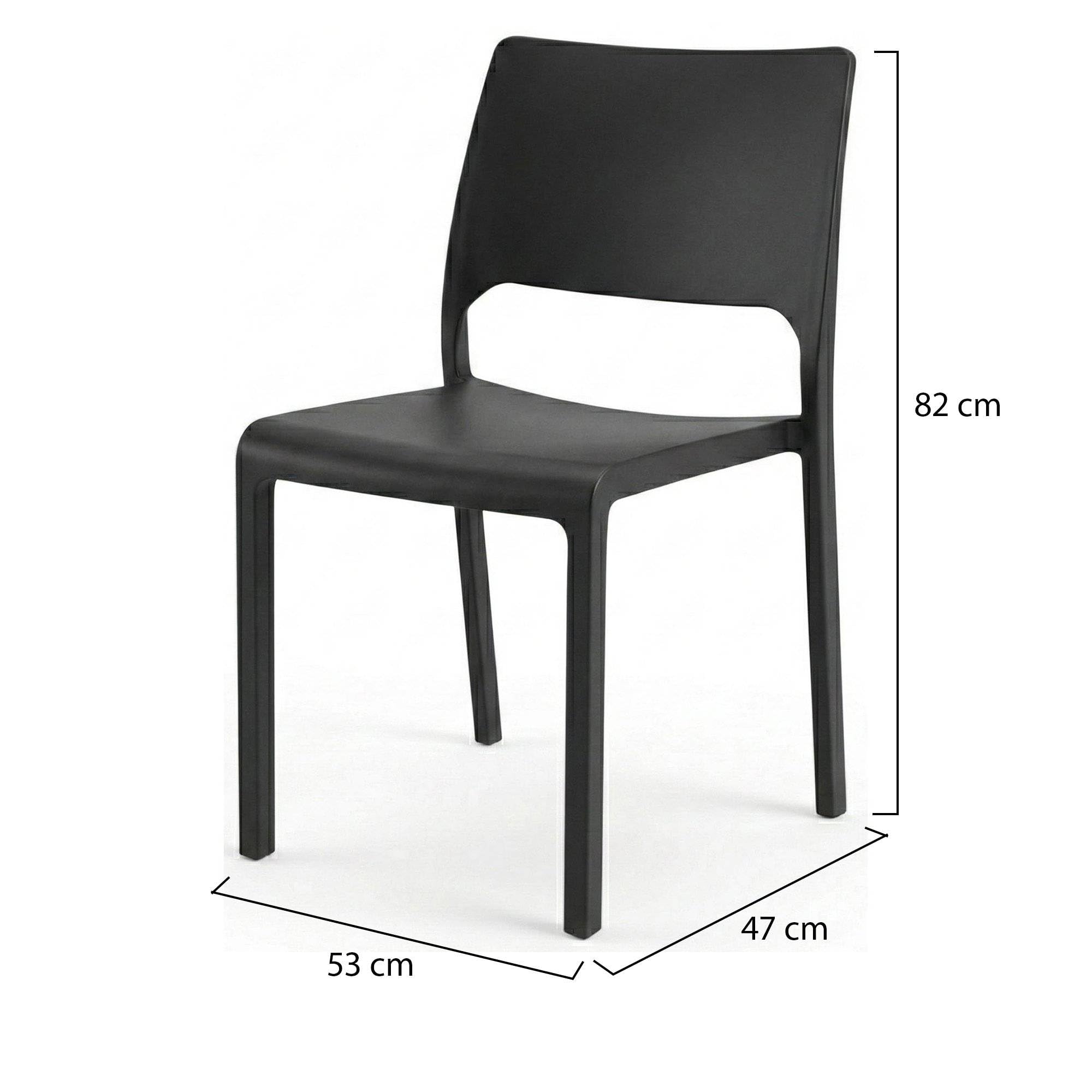 Dmora - Sedia da Esterno Ancona, Seduta da Giardino, Sedia per Tavolo da Pranzo, Poltrona Outdoor, 100% Made in Italy, Cm 46x52h83, Antracite