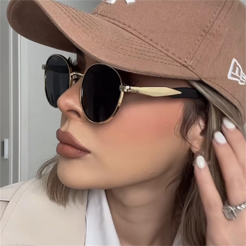 Okrągłe okulary przeciwsłoneczne dla kobiet i mężczyzn Klasyczne okulary przeciwsłoneczne w stylu retro z metalowym okręgiem Modne, stylowe i designerskie okulary