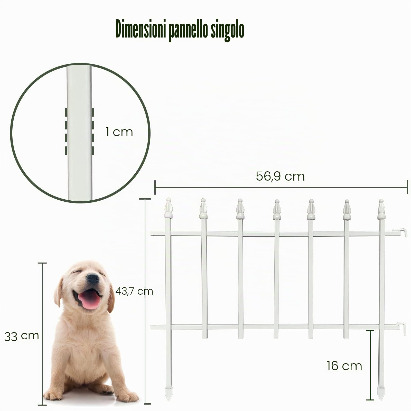 Thealyn Recinzione Decorativa in Metallo per Giardino, 45 cm A * 57 cm L * 5 Pezzi, Barriera per Aiuole e Cortili, Protezione per Animali
