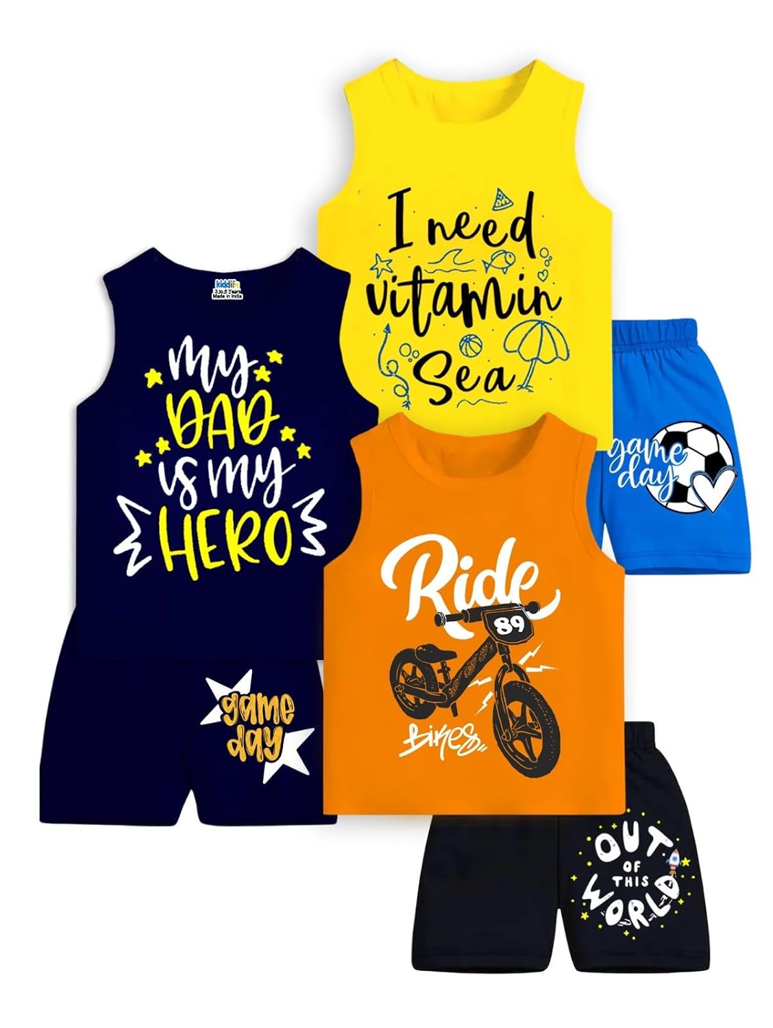 KIDDIFY Baby Boys Printed Kids Clothing Sets - Unisex Clothing Sets Sleeveless T-Shirt & Shorts (Pack of 3, Multicolor 1) - Review, Price and Buying Guide