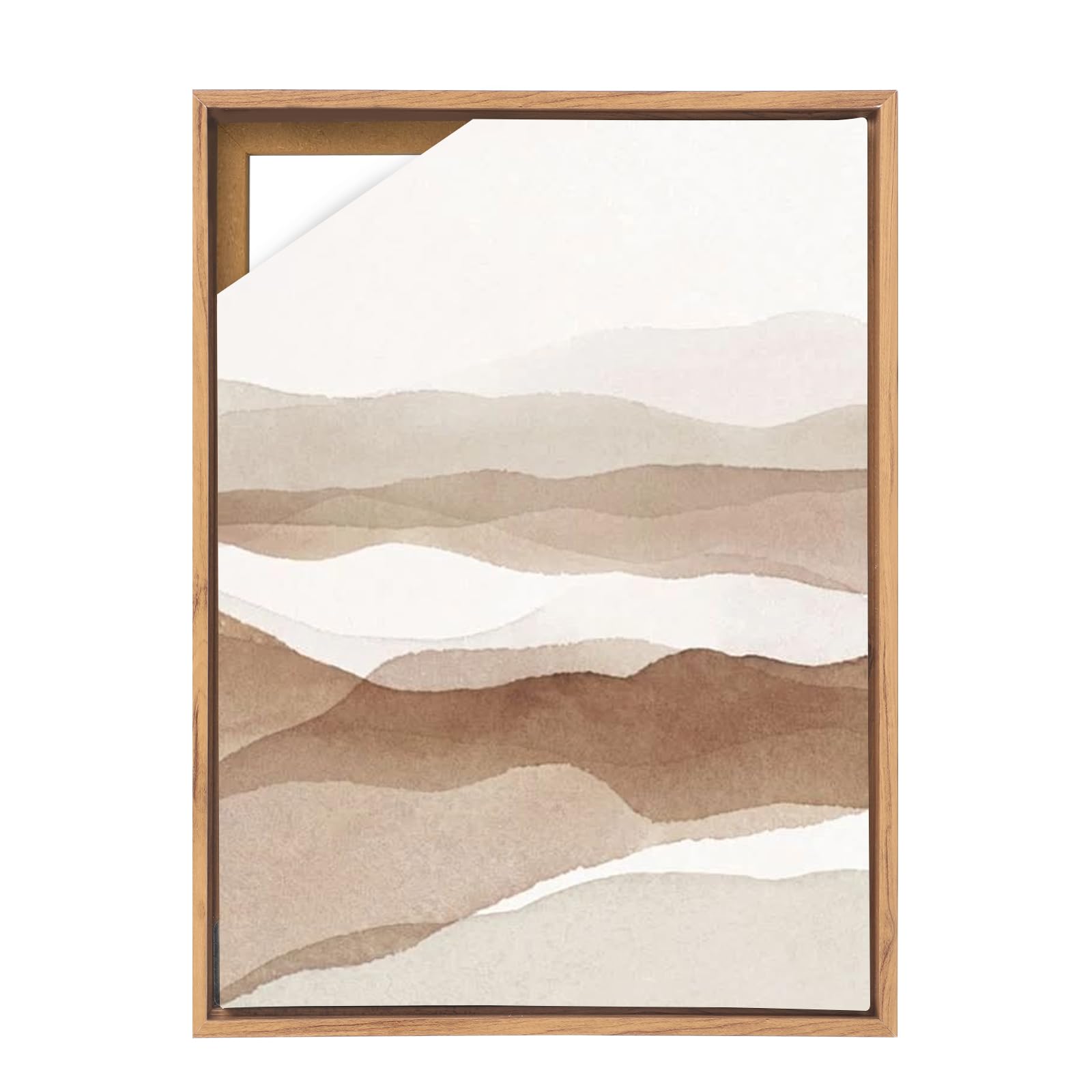 Floater Frame 60x80cm, Depth Effect MDF Picture Frame for Paints, Photo, Pre-drilled Holes DIY Canvas Frames Set for Gallery, Bedroom (Oak, 60x80cm)