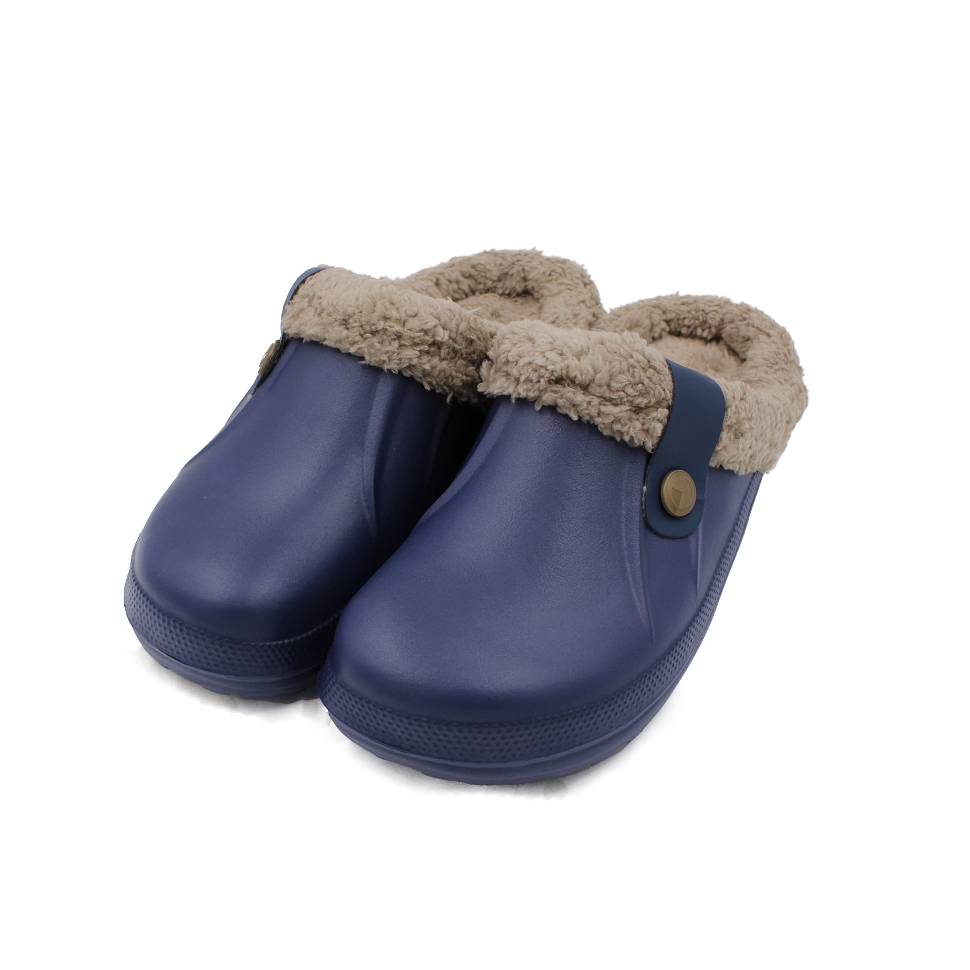 VRITRAZ Women Men Fur Lined Clogs Winter Garden Shoes Warm House Slippers Indoor Outdoor Mules (UK-8, Blue) (B0BRJ3JXB9) Amazon Price History, Amazon Price Tracker