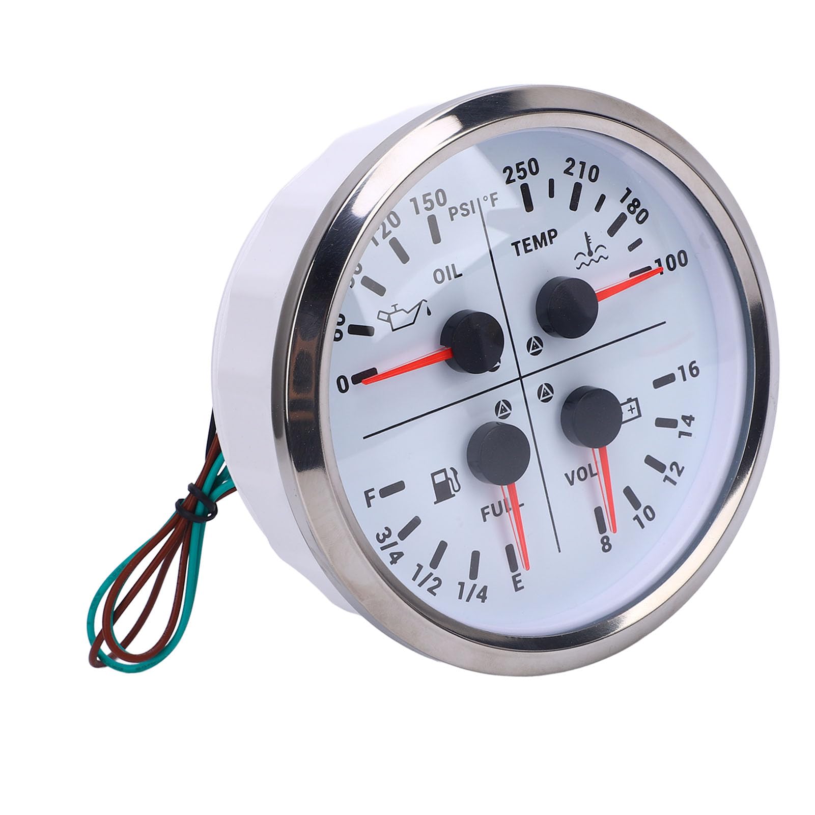 Jauge Multifonction 110 mm 4 en avec Affichage LED Pression d Huile Niveau de Carburant Temp rature d Eau 100 250 Voltm tre 8 16 V pour Camping Car Bateau Camion