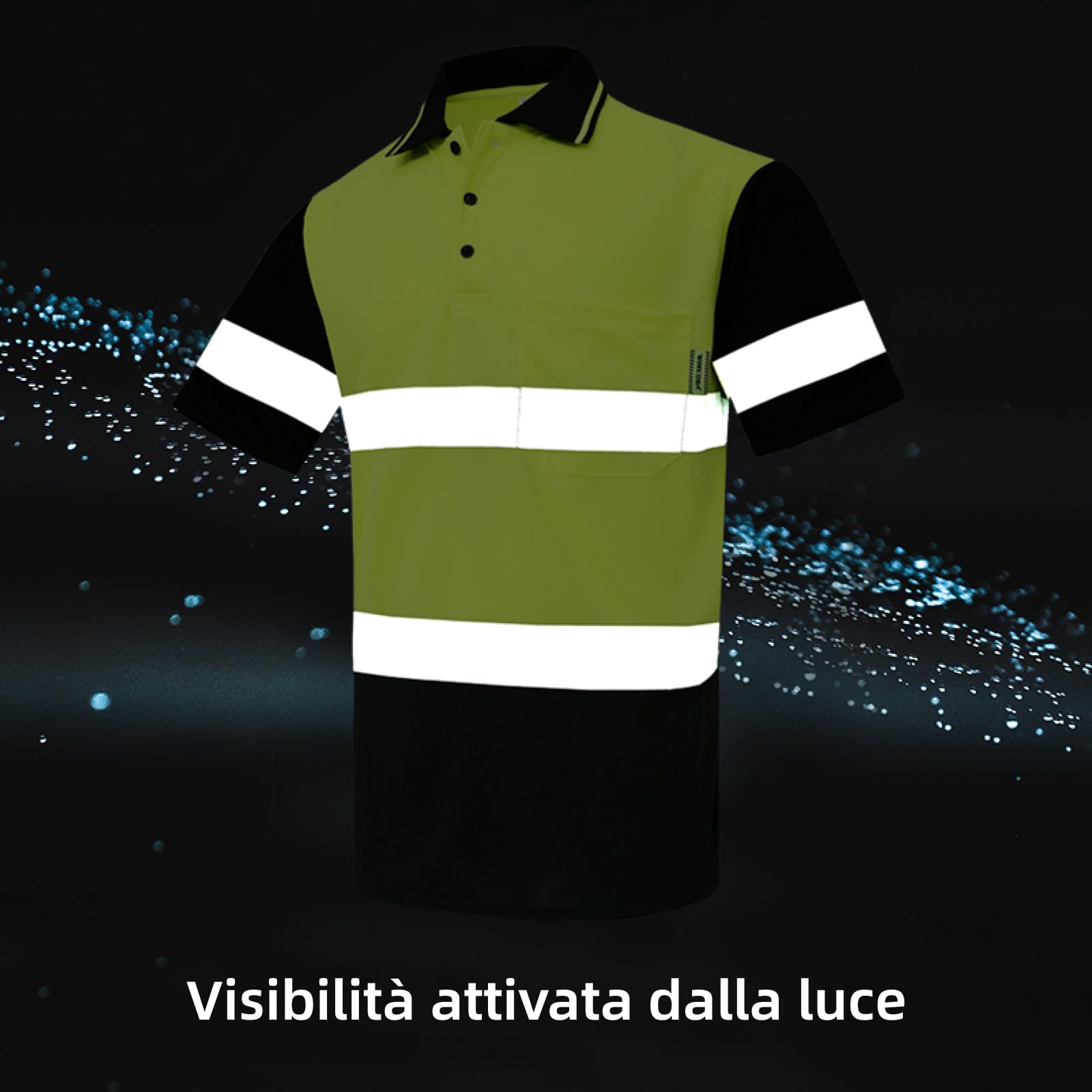 WORK IDEA Polo da uomo con protezione di avvertimento, polo da lavoro riflettente