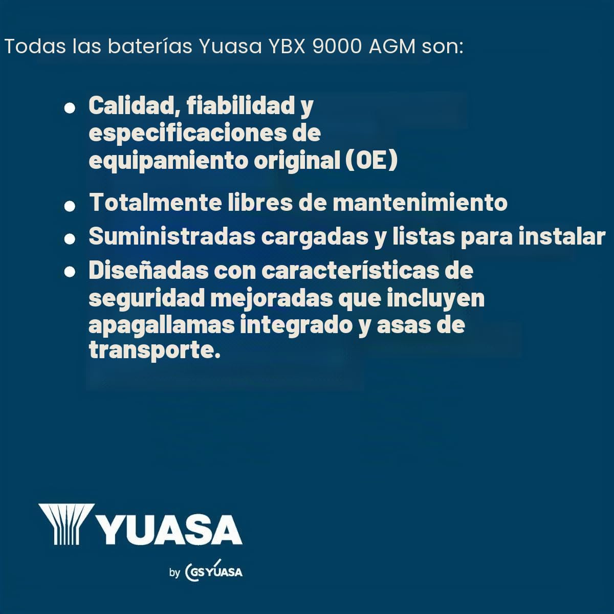 Yuasa YBX9019 12V 95Ah 850CCA Batería de coche AGM Start Stop Plus libre de mantenimiento