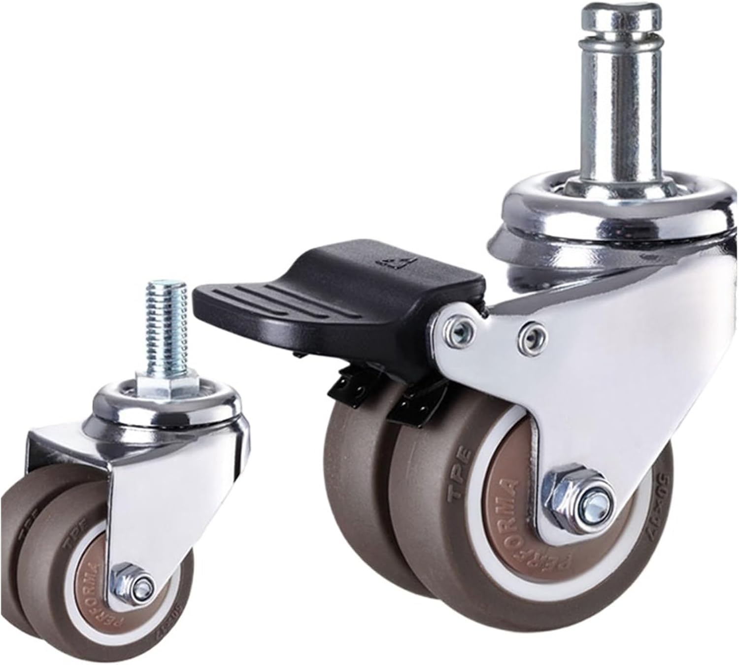 Caster Wheels Heavy Duty Trolley Wheel Gamer Chair Office Chair Swivel Chair Furniture for Cart Heavy Duty Roller Casters Thread(5 Brake Wheels,2 inch)