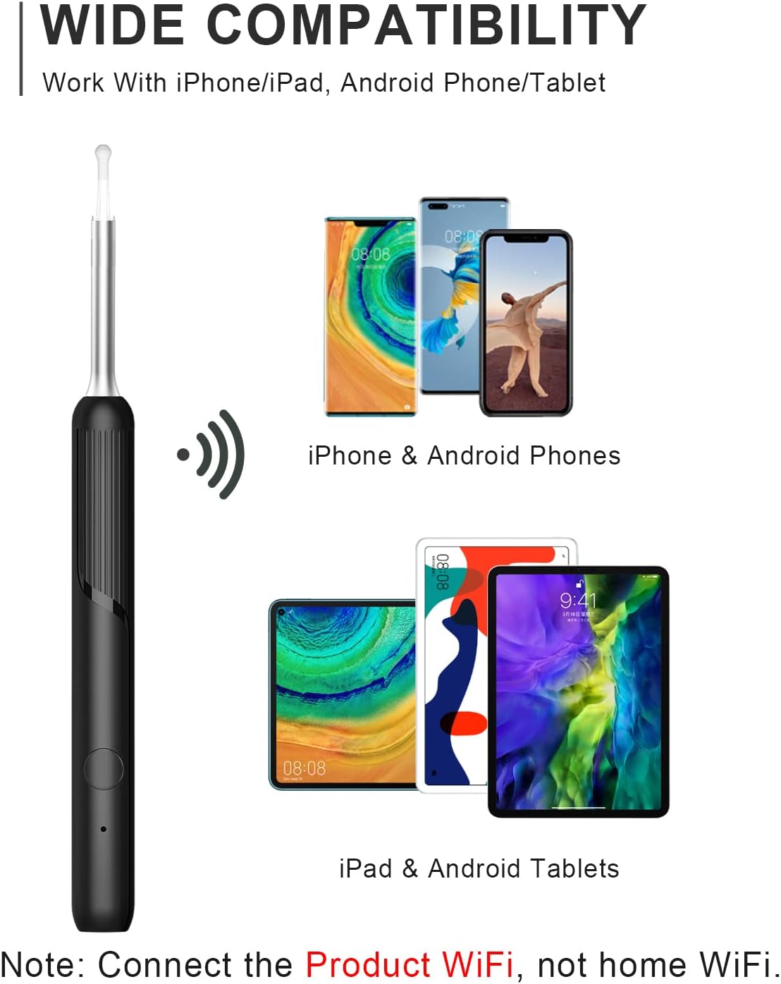 Ear Wax Removal Tool 2022 Smartest Ear Cleaning kit with Camera Ear Endoscope Wax Removal 5MP 3.5mm Wireless Otoscope Ear Camera Cleaner for iPhone iPad & Android Smart Phones Tablets