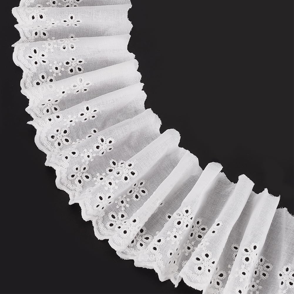 FINGERINSPIRE 15 Yards/13.7M Cotton Lace Trim 95~100mm Wide Ivory White Eyelet Lace Ribbon Floral Embroidery Lace Trim Wavy Edge Floral Cotton Lace Ribbon for Sewing Dresses Clothes Bag Pets Clothes โ image 1