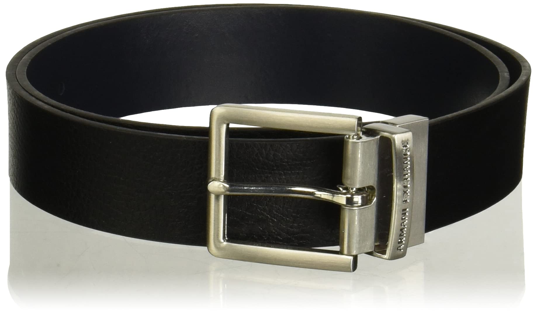 Image secondaire de Armani Exchange Leather Belt Ceinture, Noir (Black/Navy 43020), 115 (Taille Fabricant: 40) Homme