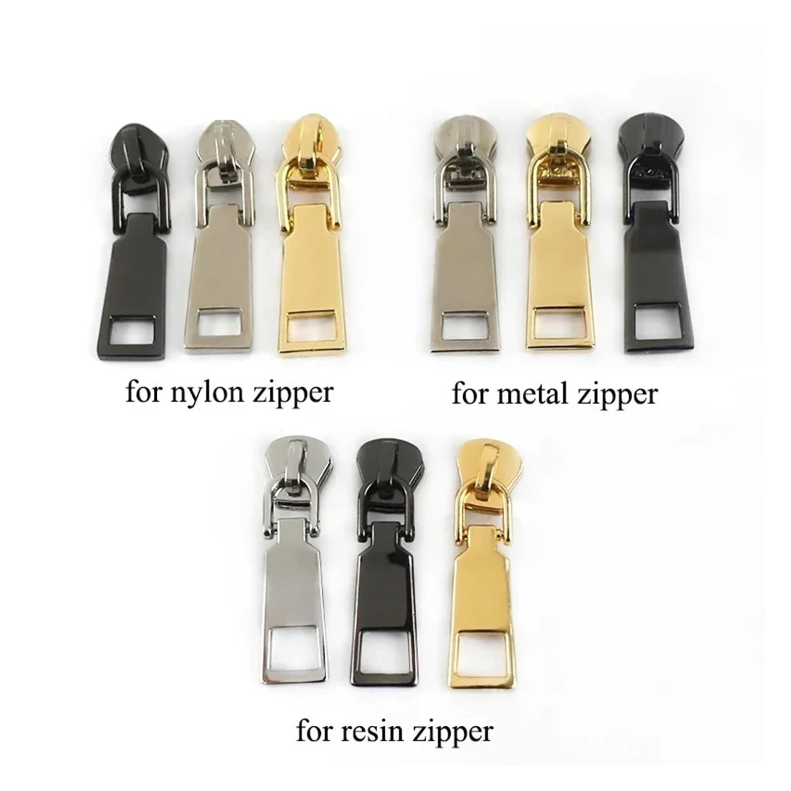 Zipper Cremalleras metálicas de Nailon/Resina con Deslizadores n.º 5, Kit reparación Bricolaje Multicolor 2/4/10 M(Schwarz,10METERS10PCSSLIDER-NO5)
