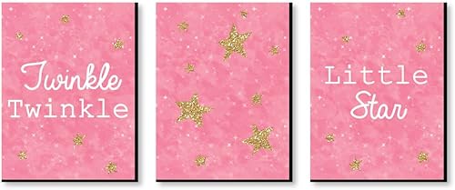 Big Dot of Happiness Pink Twinkle Little Star  Arte de pared para niños y decoración de habitación infantil  Ideas de regalo  7.5 x 9.8in  Juego de