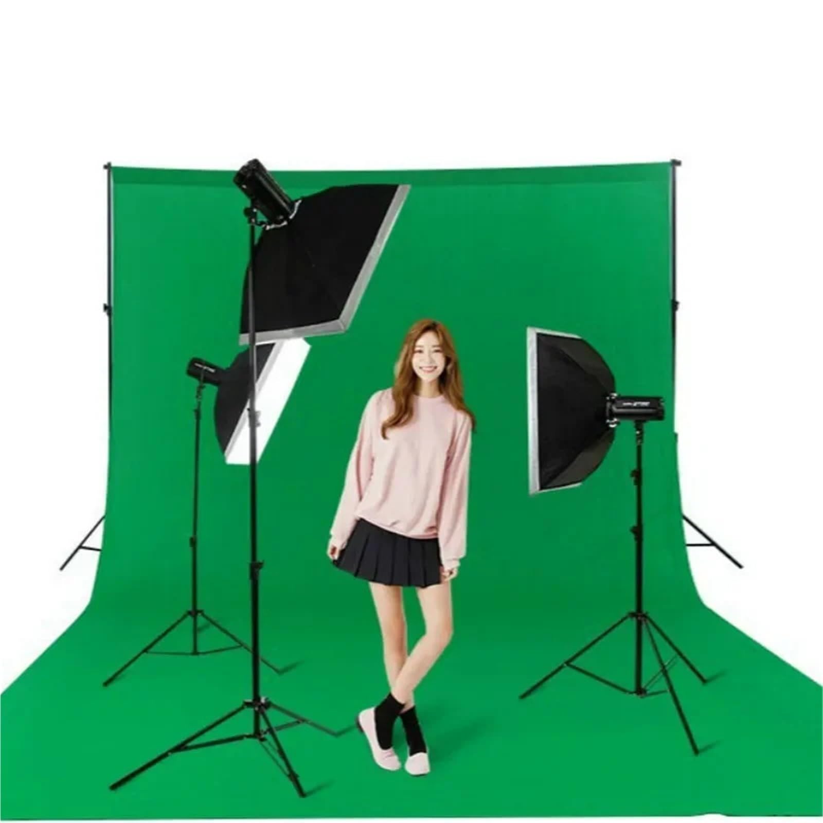 Sfondo Verde Fondali fotografici Sfondo verde for riprese in tessuto di cotone poliestere Studio fotografico con supporto for live(3x2m)
