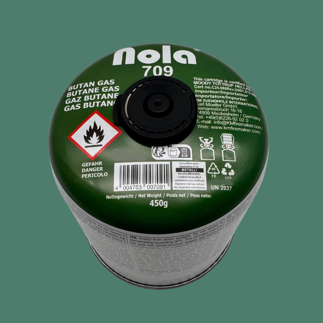 NOLA 450g Gaskartusche mit Schraubventil – Propan-/Butan Gas Kartusche EN417 – Ventilkartusche für Campingkocher, Gaskocher & Gasgrill – Outdoor Campinggas Schraubkartusche (8, Weiß)
