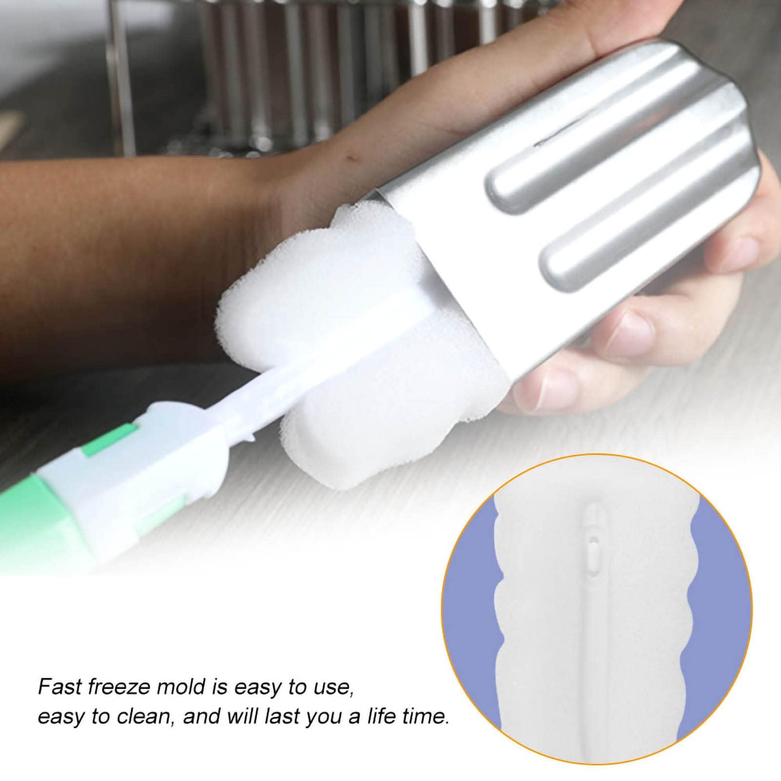 Moule à Popsicle, 10 Moules en Acier Inoxydable Moule à Glace Pop Lolly Popsicle 100Pcs Porte-Bâton avec Brosse de Nettoyage pour Smoothies au Yaourt DIY (Tête ronde)