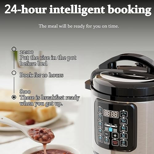 Miniatura 6 de 6 cuartos de galón 10 en 1 olla eléctrica para presión 1000 W 110 V 188 forro interior de acero inoxidable silencioso liberación de presión