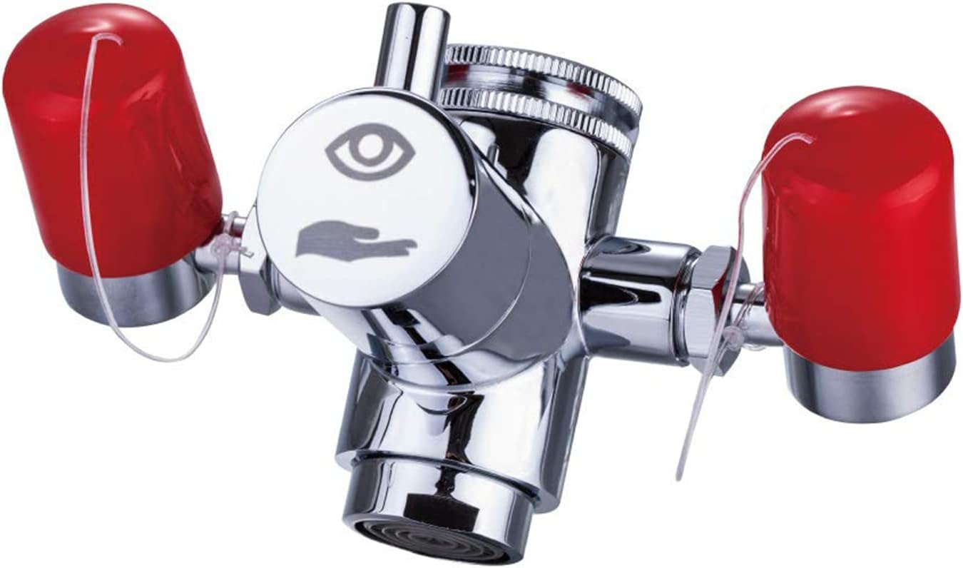 Emergency Eyewash Station - Continuous Flow Eye Flush Shower for Lab, Factory, Industry, Office & Home - Safety Shower, Eye Wash Units for Quick Response (Silver)