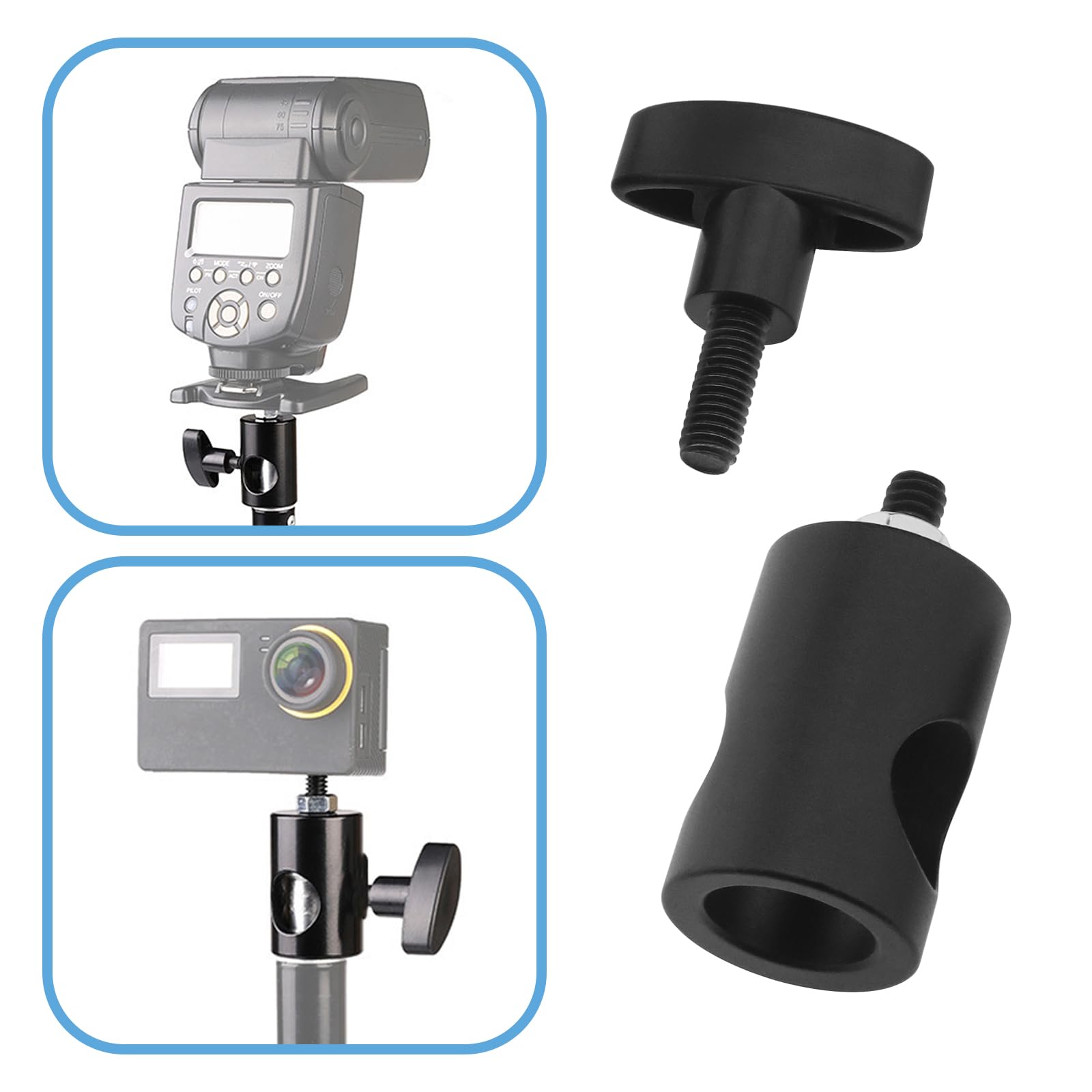 2 Adattatori Rapidi In Lega Di Alluminio Con Vite Da 1/4" Per Supporti Luce, Testa A Sfera E Attrezzatura Fotografica - 2