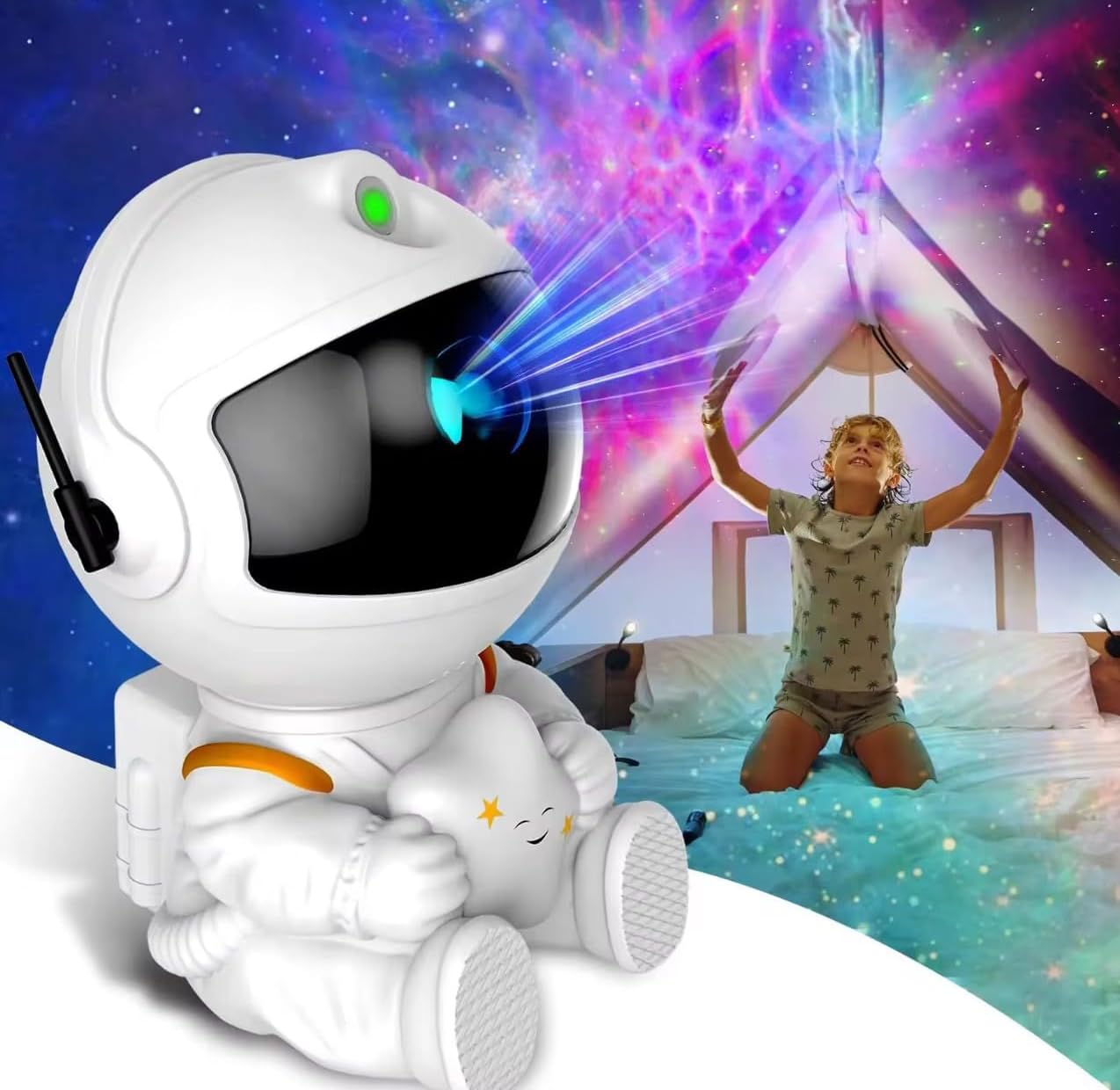 422 Store Astronaut Galaxy Projector Night Light with Remote Control – Classic Design (Star Pillow Astronaut: White)