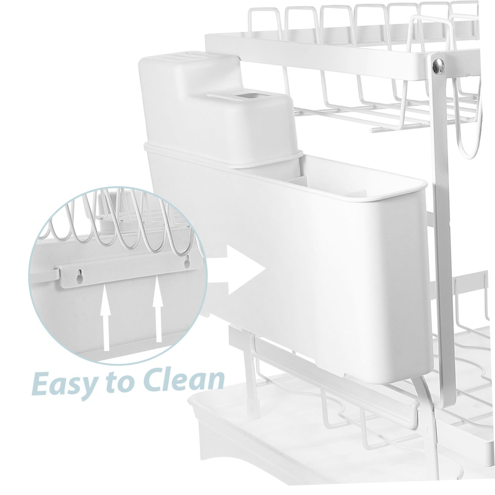 Juego de escurridor de platos y soporte para cubiertos, solución multifuncional de almacenamiento de cocina que ahorra espacio con marco y estante para tabla de cortar