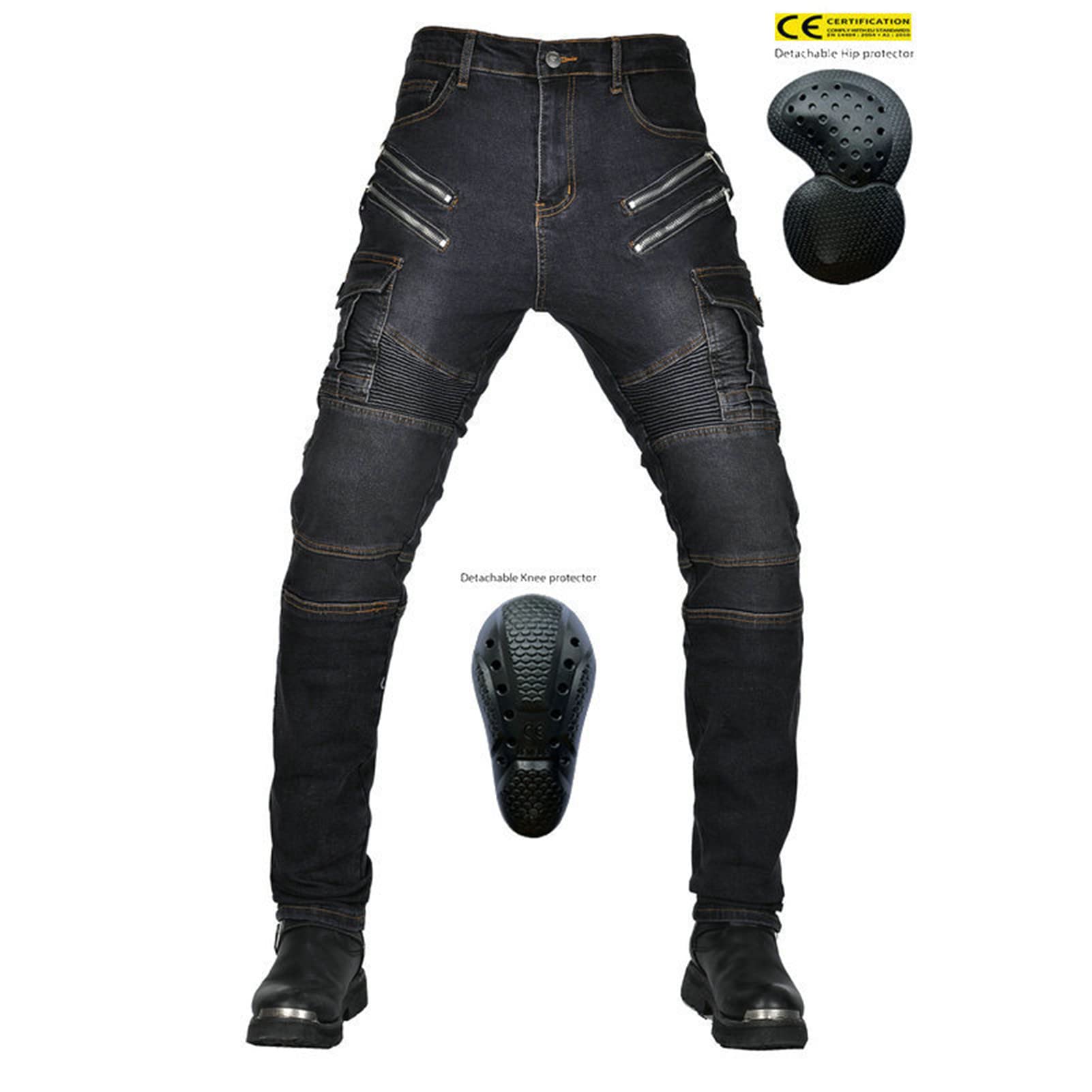 Mens Motorbike Jeans Motorcycle Cargo Pants Lined With Kevlar CE Armoured Pants - View #12