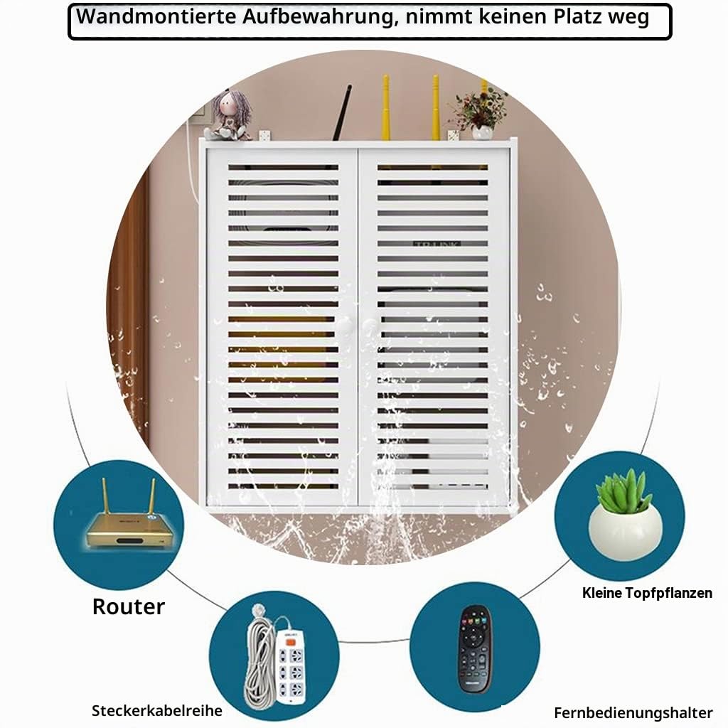 Wandmontierte Routerhalterung Schwimmende Regale WiFi Aufbewahrungsbox Hider Router Rack Desktop Aufbewahrungsbox Wandmontierte TV Set Top Box (Color : White-B, Size : 50x42x10cm)