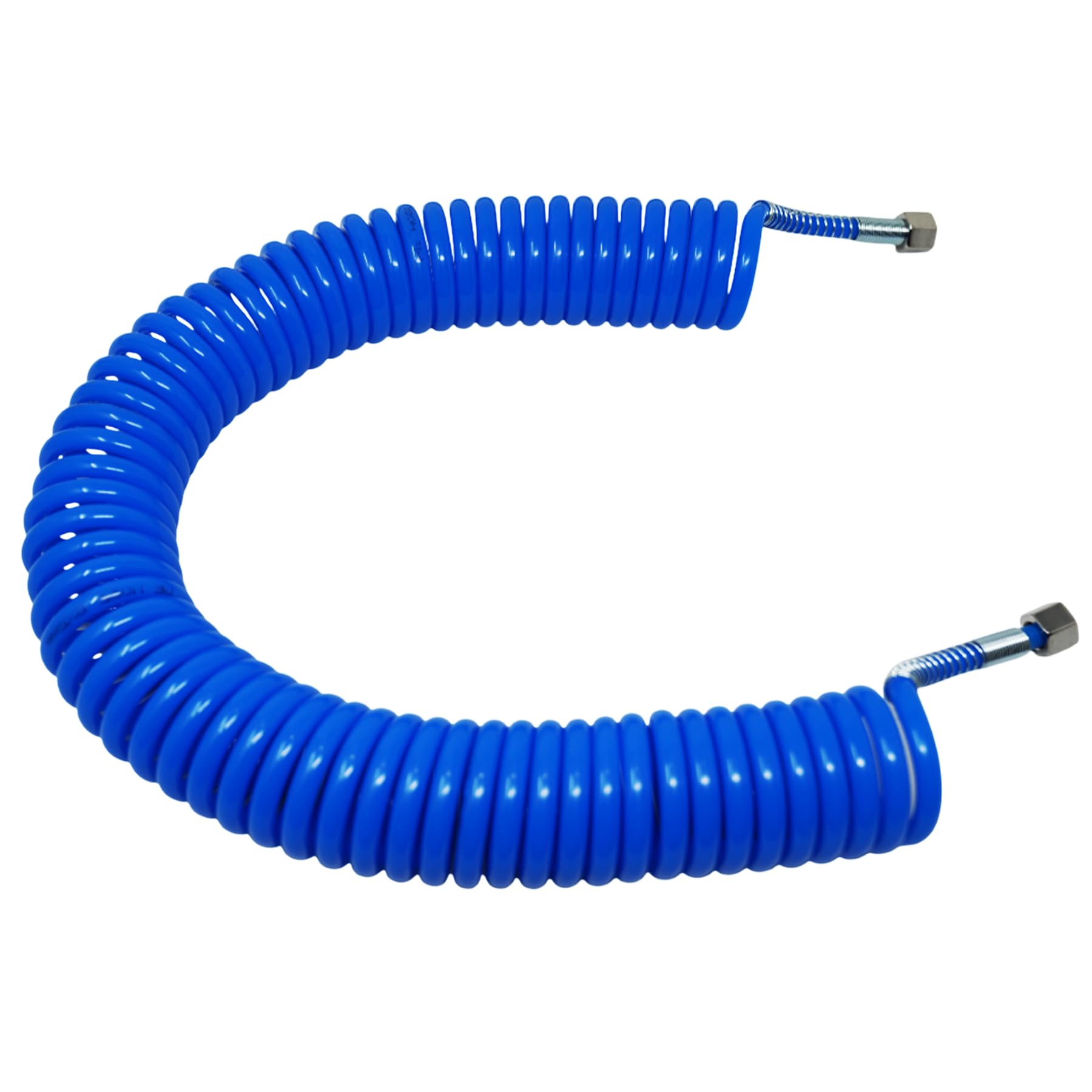 Dapetz ® Air Compressor Hose Polyurethane Recoil 10m Long with Bend Restrictor, 1/4" Female Quick Coupler and Plug Max Capacity 10 bar (145 PSI) Blue