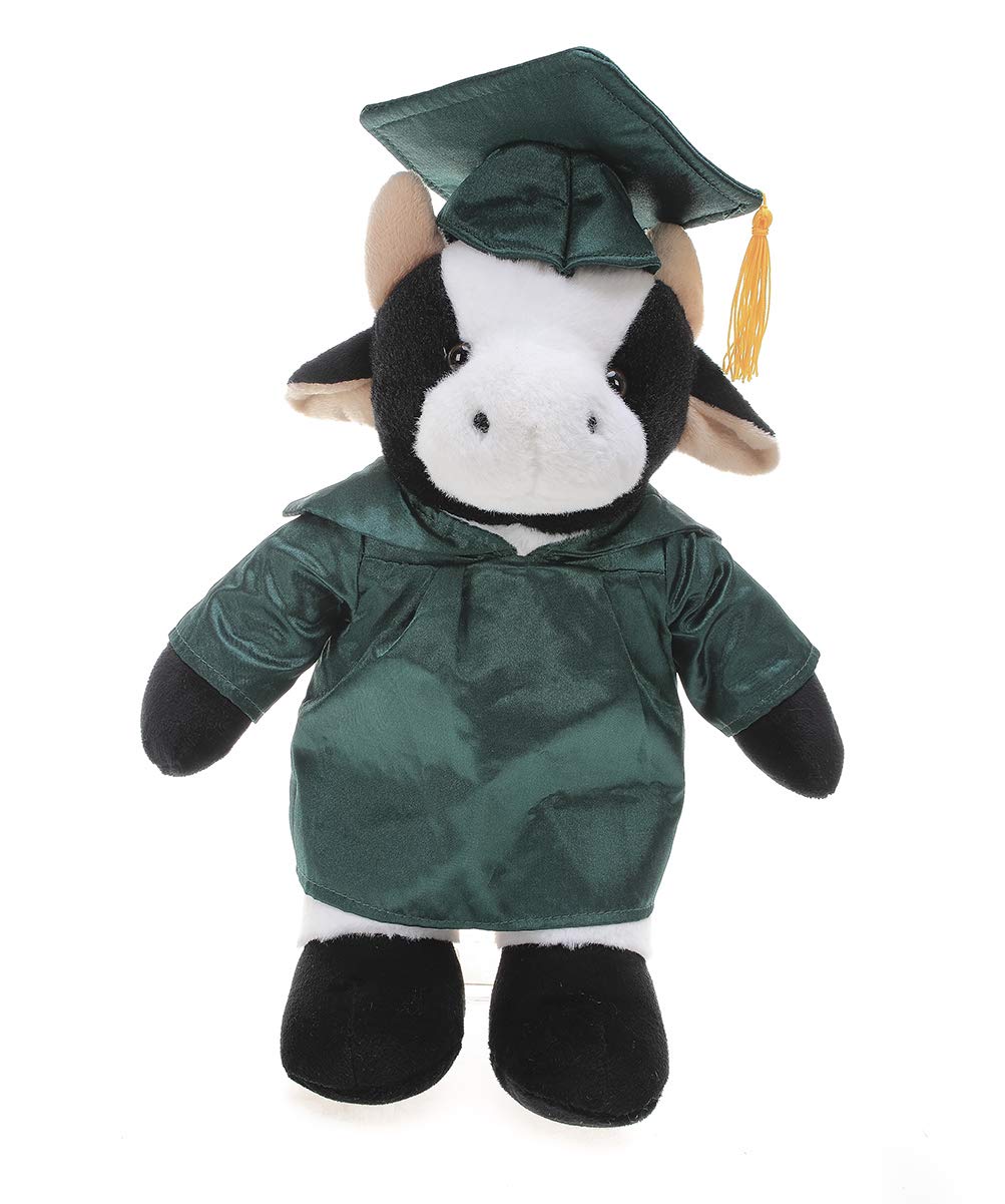 Plushland Cow Plush Stuffed Animal Toys Present Gifts for Graduation Day, Personalized Text, Name or Your School Logo on Gown, Best for Any Grad
